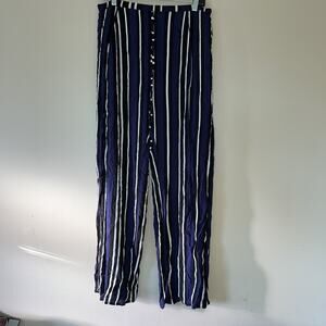 Anthropologie Maeve Women's Medium Pants Wavy Blue Stripe Open Sides